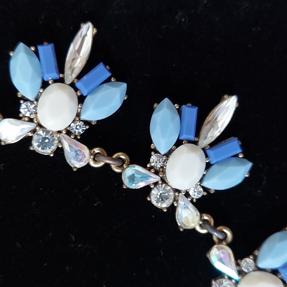 J. Crew Necklace Tagged Blue White and‎ AB crystals along with huge rhinestones. - Picture 3 of 6